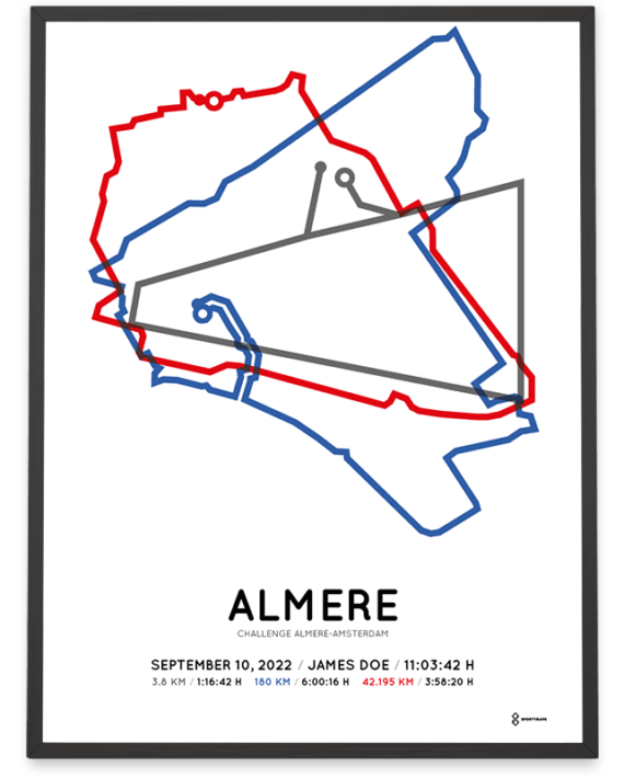 2022 challenge almere-amsterdam Sportymaps parcours poster