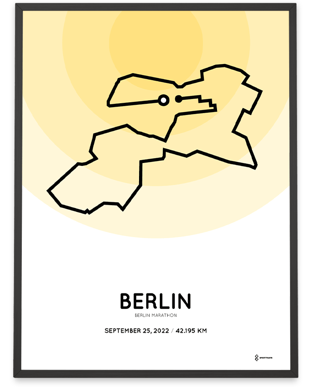 berlin marathon course poster yellow
