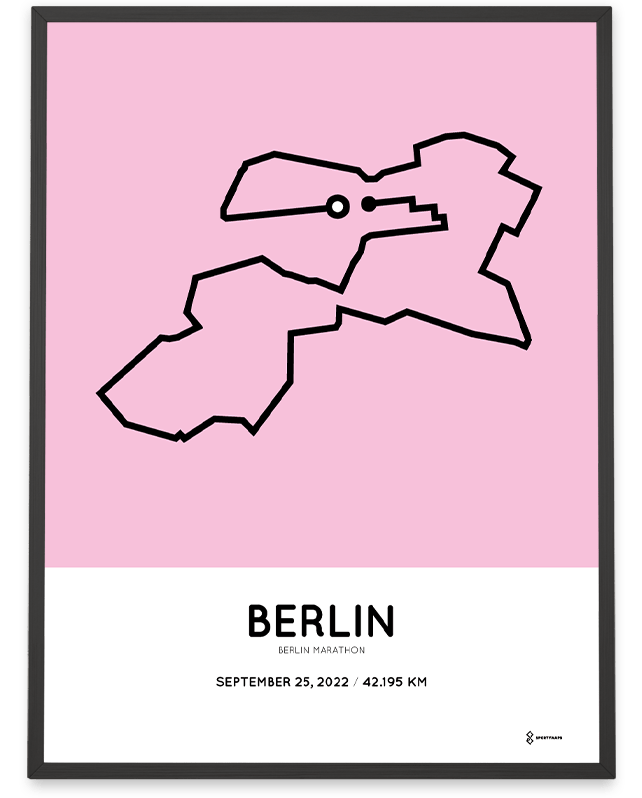 berlin Marathon course poster pink