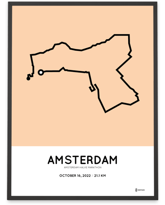 2022 Amsterdam half marathon Sportymaps route poster