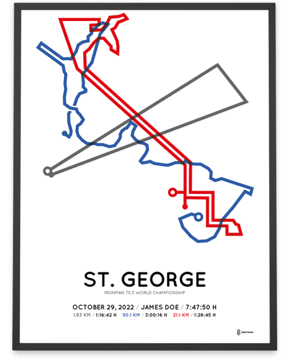 2022 Ironman 70.3 St. George Sportymaps course poster