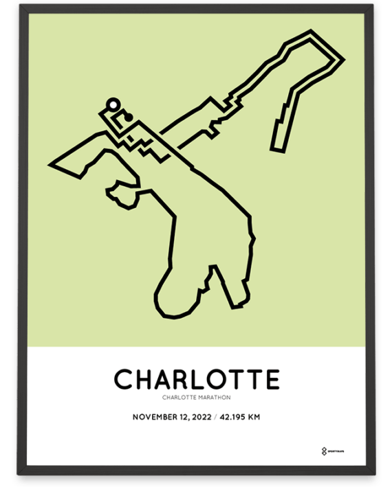 2022 charlotte marathon map print