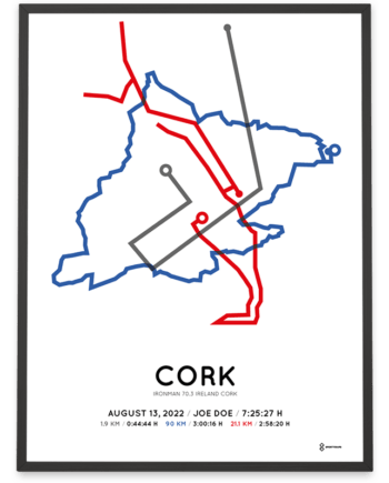 2022 Ironman 70.3 Cork routemap print