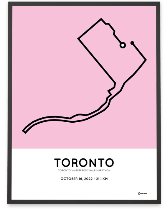 2022 Toronto waterfront half-marathon sportymaps routemap print