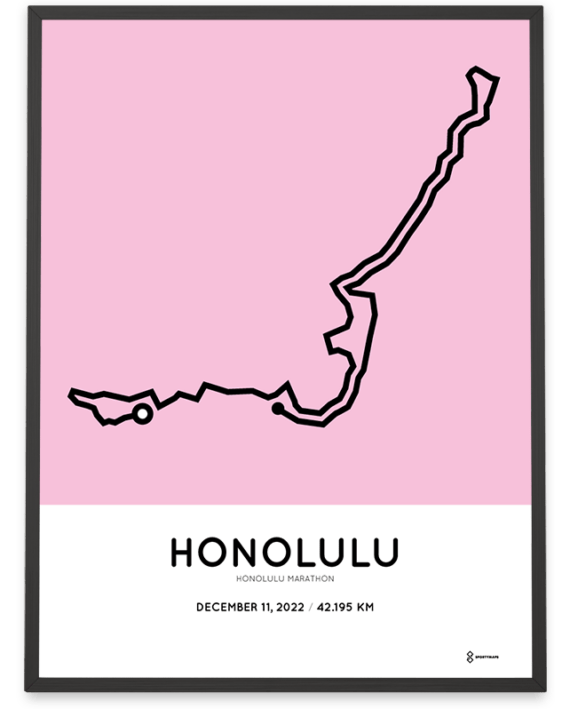 2022 Honolulu marathon course poster