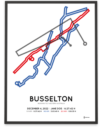 2022 Ironman 70.3 western australia Sportymaps course poster