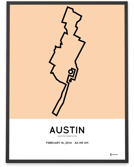 2014 Austin marathon coursemap poster