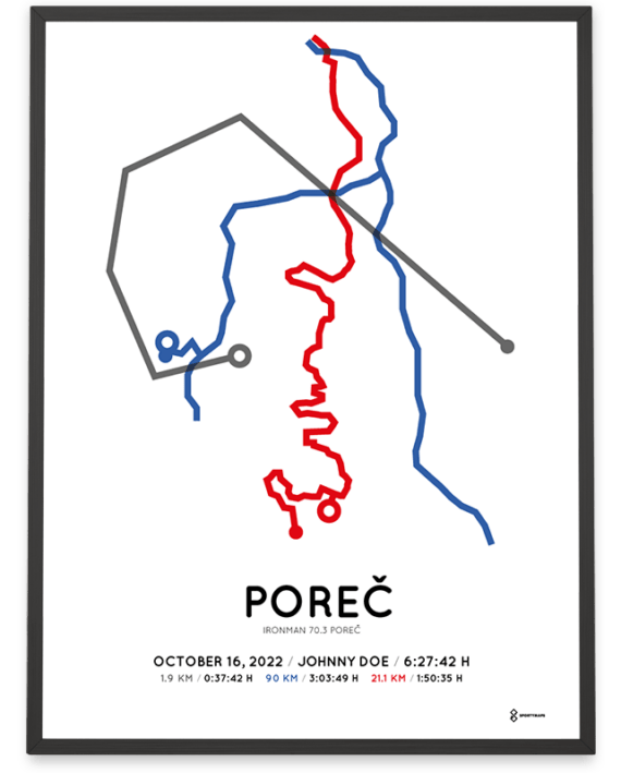 2022 Ironman 70.3 Porec coursemap print