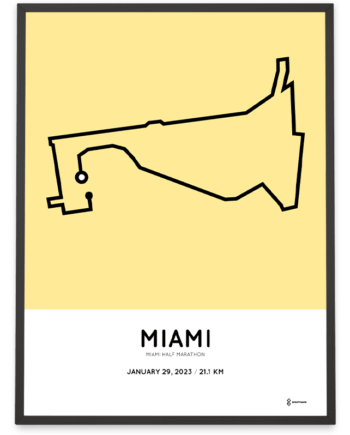 2023 miami half marathon sportymaps course poster