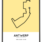 2023 Antwerp 10 miles short run parcours print