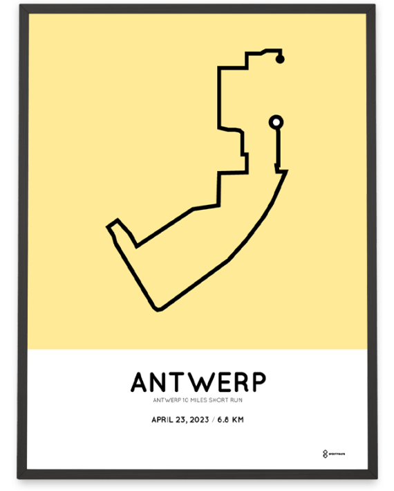 2023 Antwerp 10 miles short run parcours print