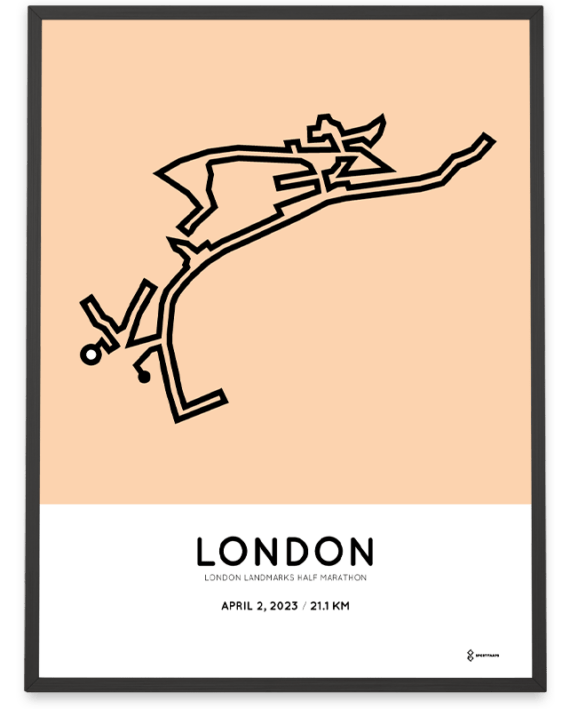 2023 London Landmarks half marathon Sportymaps poster