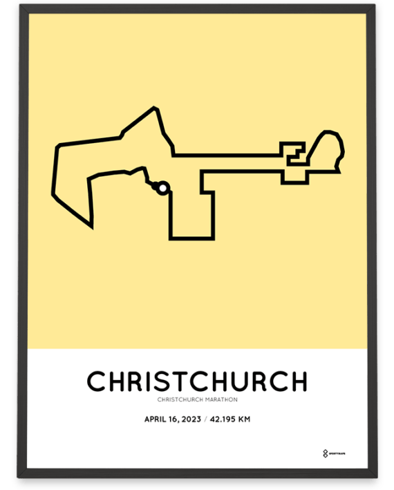 2023 christchurch marathon Sportymaps course poster