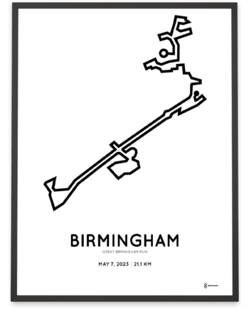 2023 Birmingham half marathon coursemap poster