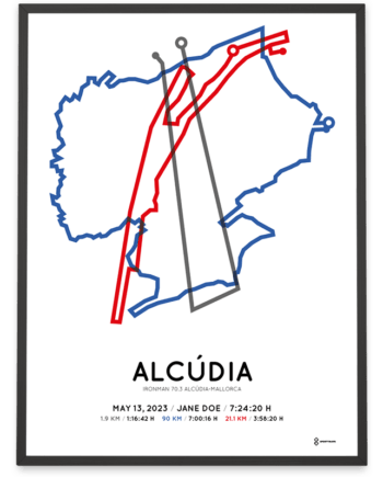 2023 Ironman 70.3 alcudia-mallorca routemap poster