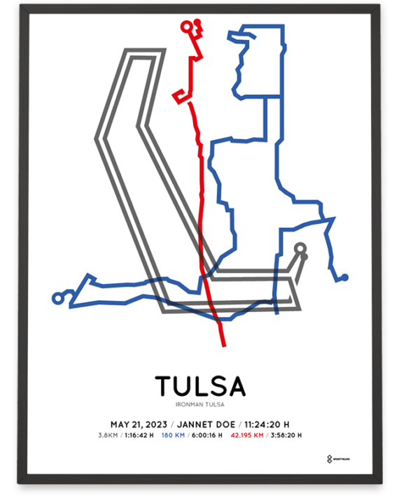 2023 Ironman Tulsa Sportymaps course poster