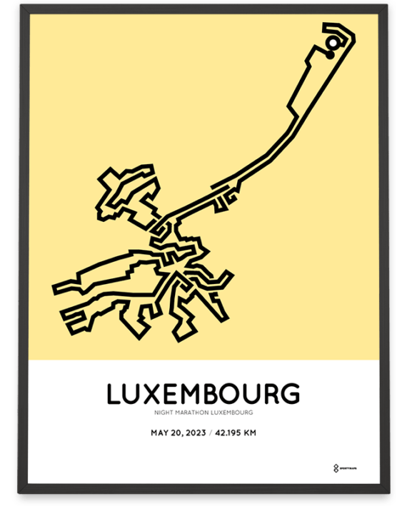 2023 Luxembourg night marathon sportymaps course poster