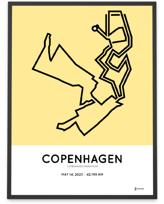 2023 copenhagen marathon parcours Sportymaps poster