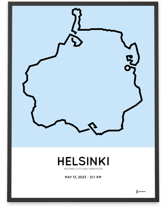 2023 helsinki city half marathon Sportymaps course poster