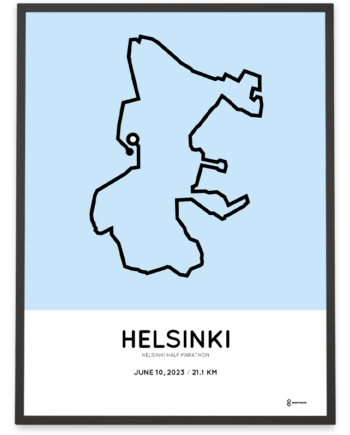 2023 Helsinki half marathon Sportymaps course poster