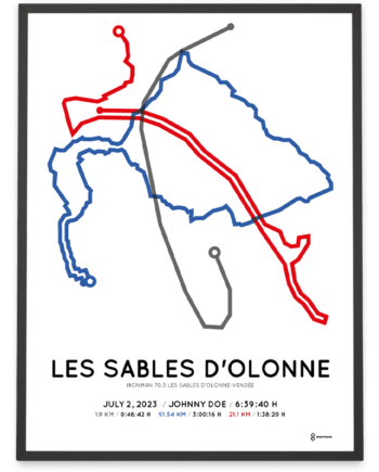 2023 ironman 70.3 les sables d'olonne routemap poster