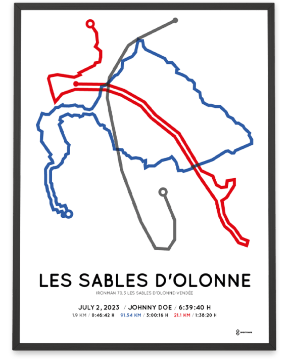 2023 ironman 70.3 les sables d'olonne routemap poster