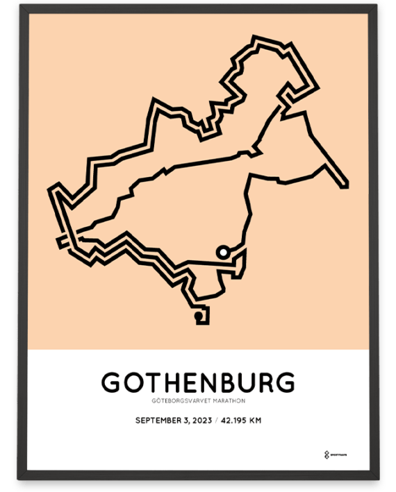 2023 göteborgsvarvet marathon sportymaps course poster