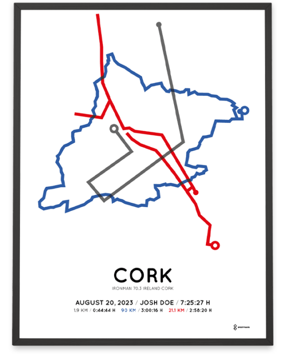 2023 ironman 70.3 cork routemap print