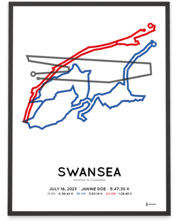 2023 ironman 70.3 swansea sportymaps course poster