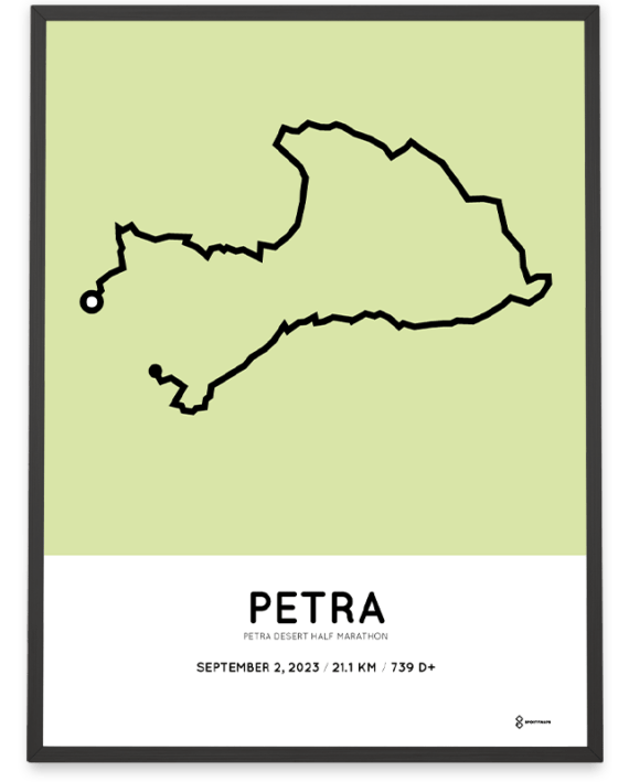 2023 Petra Desert half marathon sportymaps course poster