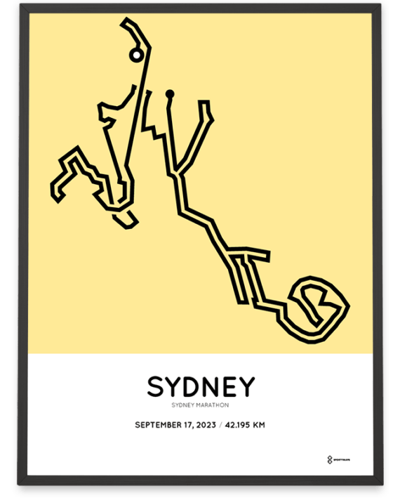2023 Sydney marathon Sportymaps routemap poster