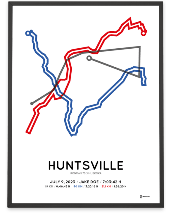 2023 ironman 70.3 muskoka Sportymaps course poster