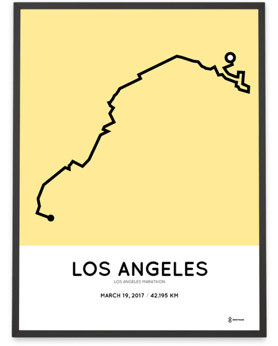 2017 Los Angeles marathon Sportymaps routemap poster