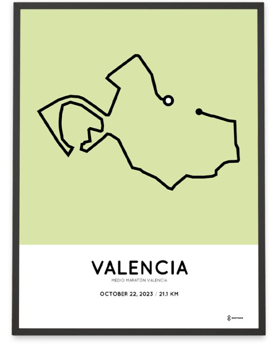 2023 Valencia half marathon Sportymaps print