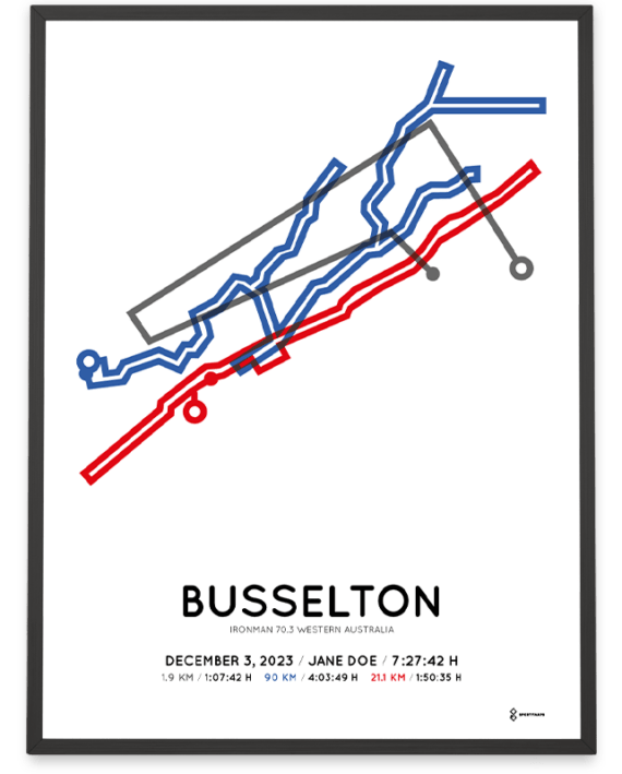 2023 ironman 70.3 busselton sportymaps poster