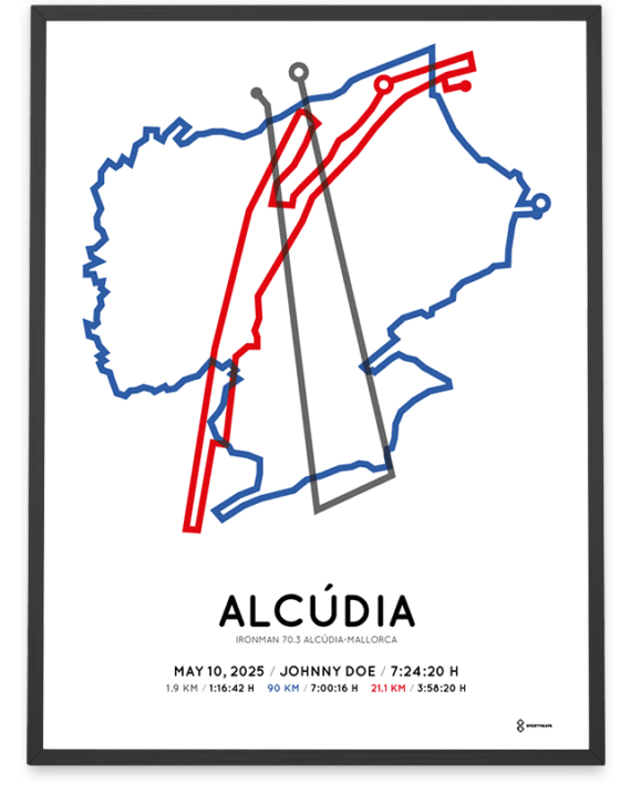 2025 ironman 70.3 alcudia mallorca routemap poster